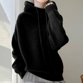 Women's Sweater Thicken Lazy Style All-match Long-sleeved Autumn Winter Warm Casual Sweater For Women (Option: Black-L)