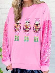 European And American Women's Clothing Christmas Long-sleeved Sweater (Option: Pink2-XL)