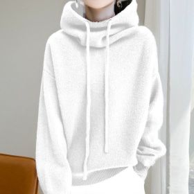 Women's Sweater Thicken Lazy Style All-match Long-sleeved Autumn Winter Warm Casual Sweater For Women (Option: White-S)