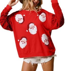 European And American Women's Clothing Christmas Long-sleeved Sweater (Option: Red-XL)