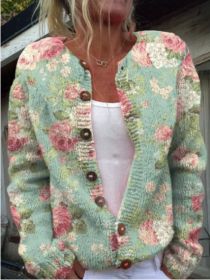 3D Digital Printing Cardigan Knitted Coat (Option: Style5-L)