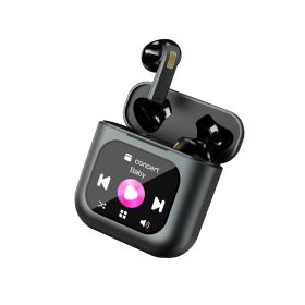TWS Screen Display Wireless Active ANC Noise-canceling Earbuds, Smart Touch Screen Wireless Earbuds, Noise-canceling Wireless Earphones, Long Bat (Option: Black)
