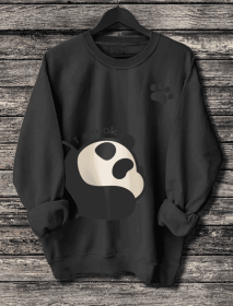 Women's Long Sleeved Panda Print Hoodie (Option: Black-XXL)