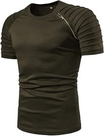 Men's Casual Shirt Short Sleeve Crewneck T Shirt Athletic Running Sport Gym Mens T Shirts (Color: Green, size: M)