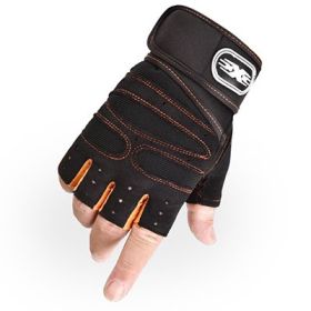 Gloves Weight Exercises Half Finger Lifting Gloves Body Building Training Sport Gym Fitness Gloves for Men Women (Color: ORANGE, size: M)