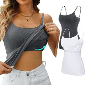 Womens Camisole Sleeveless Cami Vest Top Yoga Tank Tops (Color: grey, size: S)
