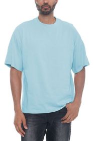 Premium Cotton Drop Shoulder Tee (Color: POWDER BLUE, size: XL)