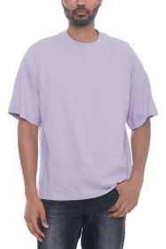 Premium Cotton Drop Shoulder Tee (Color: SEA FOG, size: L)