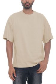Premium Cotton Drop Shoulder Tee (Color: KHAKI, size: M)