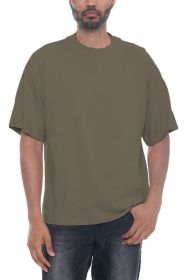 Premium Cotton Drop Shoulder Tee (Color: MILITARY, size: 2XL)