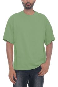 Premium Cotton Drop Shoulder Tee (Color: IGUANA, size: L)