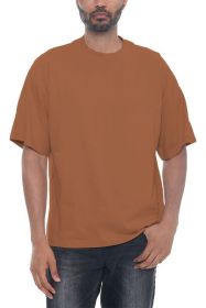 Premium Cotton Drop Shoulder Tee (Color: SPICE, size: S)