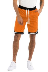 Solid Athletic Basketball Sports Shorts (Color: ORANGE, size: 3XL)