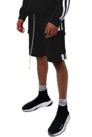 Two Stripe Cargo Pouch Shorts (Color: black white, size: XL)