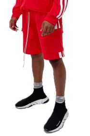 Two Stripe Cargo Pouch Shorts (Color: RED WHITE, size: 3XL)