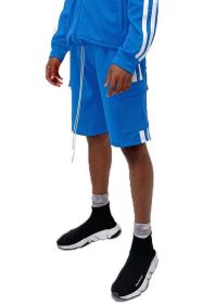 Two Stripe Cargo Pouch Shorts (Color: AQUA WHITE, size: S)