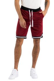 Solid Athletic Basketball Sports Shorts (Color: BURGUNDY, size: L)