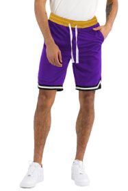 Solid Athletic Basketball Sports Shorts (Color: Purple, size: S)