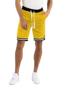 Solid Athletic Basketball Sports Shorts (Color: YELLOW, size: M)