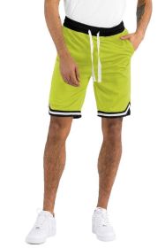 Solid Athletic Basketball Sports Shorts (Color: LIME, size: L)