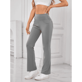 JupiterGear High-Waisted Pants with Pockets (Color: GRAY, size: L)