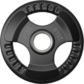 Rubber Coated Weight Plates in Pairs or Single for Strength Training Weightlifting and Bodybuilding Black 4 Size Options (Color: Black, weight: 25LB)