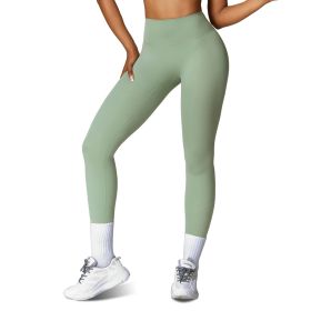 Women's High Waist Workout Leggings Tummy Control Compression Yoga Tight Pants Gym Pants Athletic Running Leggings with 25In Inseam No Front Seam (Color: 2PcGreen+1PcBlack, size: L)