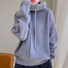 Women's Sweater Thicken Lazy Style All-match Long-sleeved Autumn Winter Warm Casual Sweater For Women (Option: Elegant Gray Thin 500g-S)