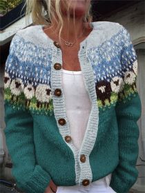 3D Digital Printing Cardigan Knitted Coat (Option: Style2-L)