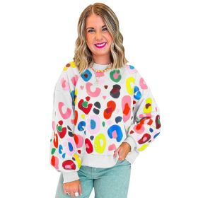 Winter Leopard Print Printed Crew Neck Sweatshirt (Option: P1color-M)